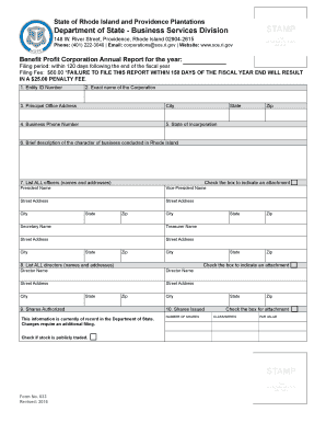 Rhode Island Benefit Corporation Annual Report