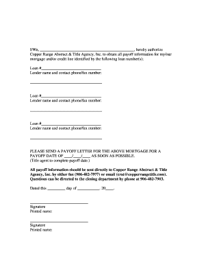 Mortgage Payoff Authorization Form