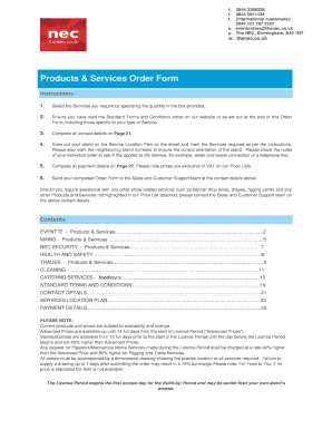Products & Services Order Form
