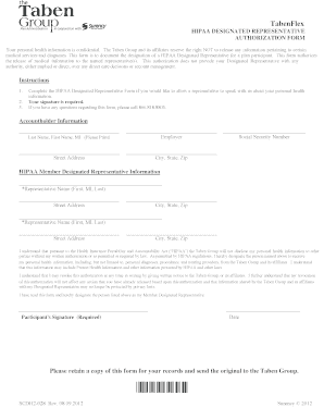HIPAA Designated Representative Authorization Form