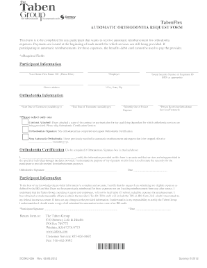 TabenFlex Orthodontia Reimbursement Form