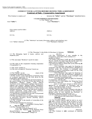 Contract of Sale Cooperative Apartment