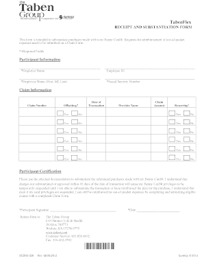 TabenFlex Receipt and Substantiation Form