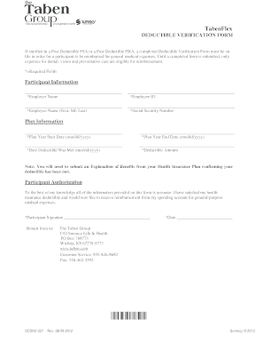 Deductible Verification Form
