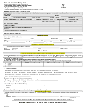 Term Life Insurance Change Form