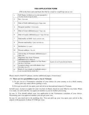 Vietnam Visa Application Form
