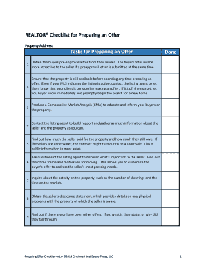 Realtor Offer Preparation Checklist