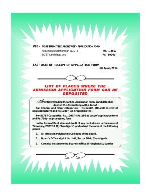 Punjab Diploma Engineering Admission Form