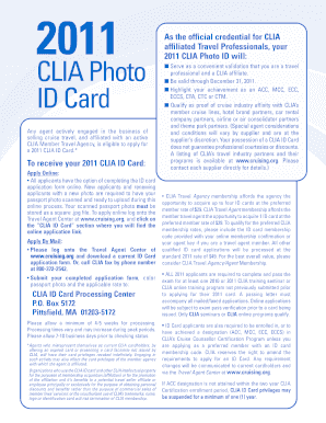 2011 CLIA Photo ID Card Application