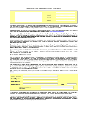 MedicX Fund Limited Scrip Dividend Mandate Form