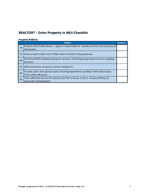 Realtor MLS Property Entry Checklist