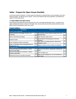 Seller Open House Preparation Checklist