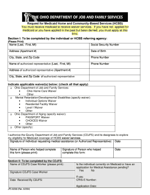 Request for Medicaid Home and Community-Based Services (HCBS) Waiver