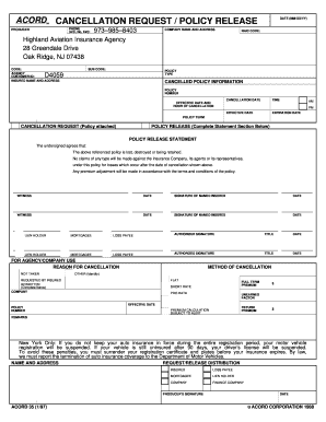 ACORD Cancellation Request Form