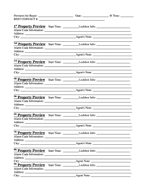 Real Estate Property Preview Schedule