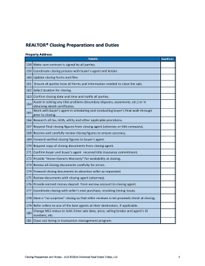Realtor Closing Preparation Checklist