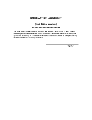 Cancellation Agreement for Lost Policy Voucher