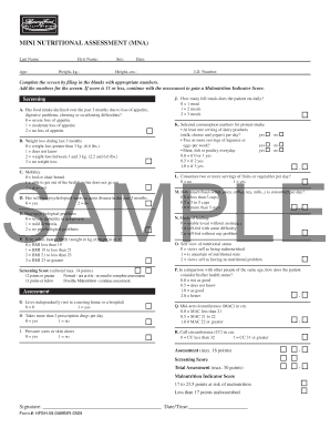 Mini Nutritional Assessment Form