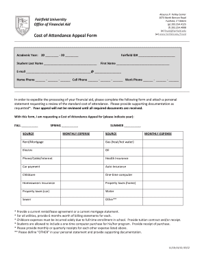 Cost of Attendance Appeal Form
