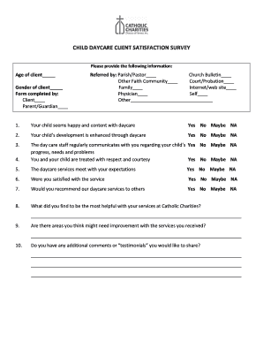 Child Daycare Client Satisfaction Survey