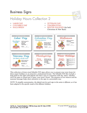 Holiday Hours Signs Collection