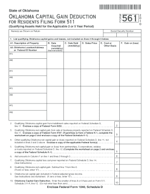 Oklahoma Capital Gain Deduction Form 561