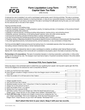Oregon Farm Capital Gain Tax Worksheet