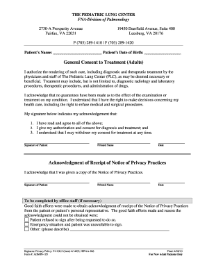 General Consent to Treatment Form
