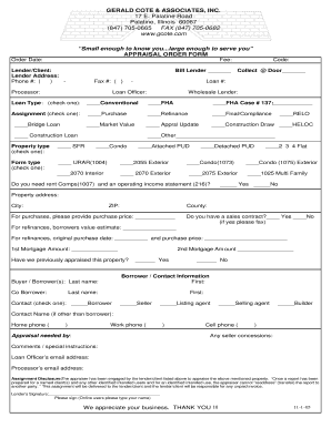 Appraisal Order Form