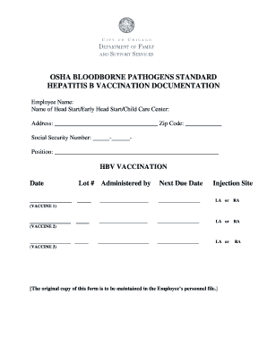 OSHA Hepatitis B Vaccination Documentation