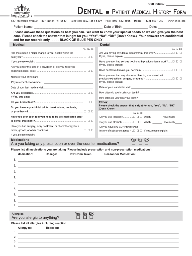 Dental Patient Medical Form Fill Online, Printable, Fillable, Blank