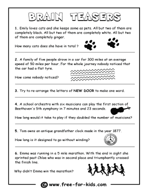 Brain Teasers Worksheets For Adults Pdf Fill Online Printable Fillable Blank Pdffiller