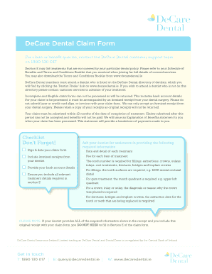 DeCare Dental Claim Form