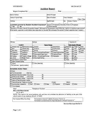 School Accident Report Form