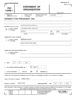 FEC Form 1 Statement of Organization