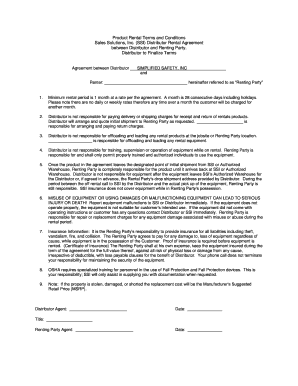 Product Rental Terms and Conditions