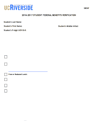 2016-2017 Student Federal Benefits Verification