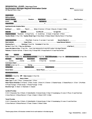 Residential Lease Data Input Form