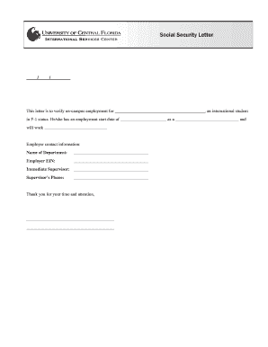 Social Security Employment Verification Letter