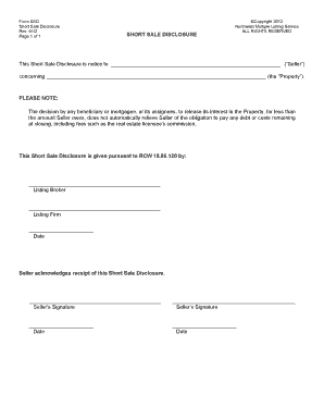 Short Sale Disclosure Form