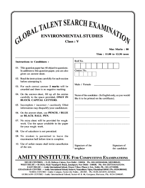 Environmental Studies Exam Form