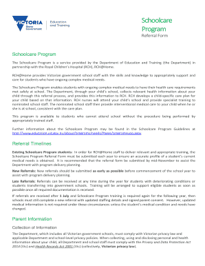 Schoolcare Program Referral Form