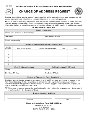 New Mexico Change of Address Request