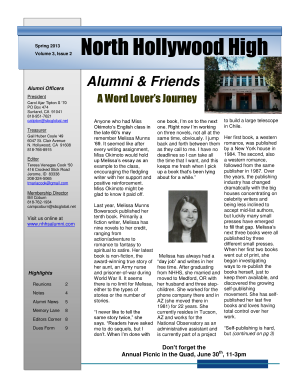 Spring 2013 Volume 3, Issue 2 Alumni &amp