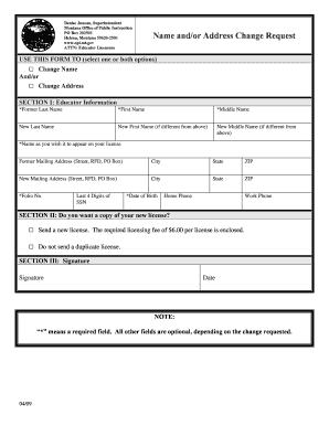 Montana Educator Name/Address Change Request