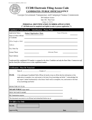 Georgia Personal Identification Number Application