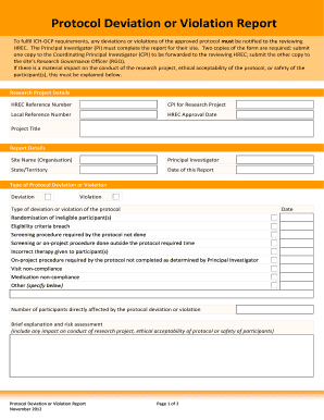 Protocol Deviation or Violation Report
