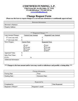 Loan Change Request Form