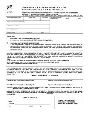 Texas VTR-34 Certificate of Title Application
