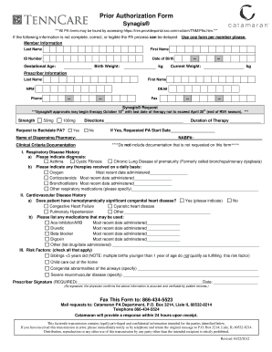 Prior Authorization Form for Synagis